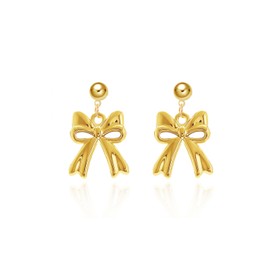 Bow Earrings for Women Ribbon Bow Stud Earrings Cute Bowknot Earrings Christmas Bow Earrings Birthday Party Jewelry for Women (gold)
