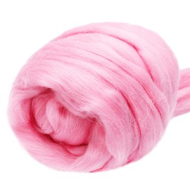 3.53oz Wool Roving Yarn, Fiber Roving Wool Top, Wool Felting Supplies, Pure Wool, Chunky Yarn, Spinning Wool Roving for Needle Felting Wet Felting DIY Hand Spinning (Pink)