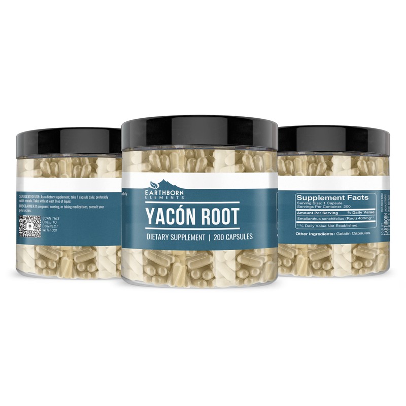 Earthborn Elements Yacon Root (200 Capsules), Pure & Undiluted, No