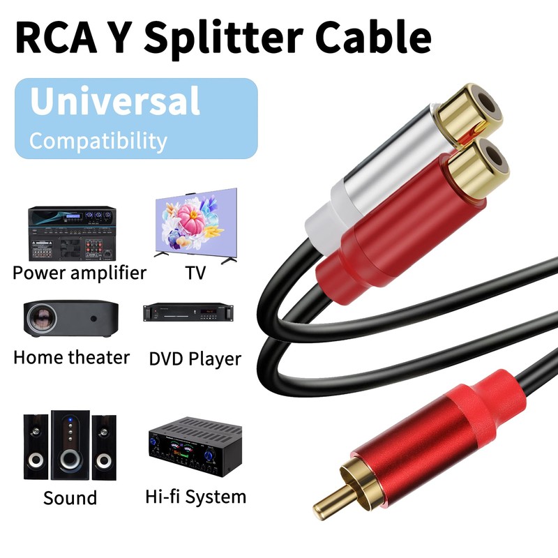 MISYNLON RCA Y Splitter 1 Male 2 Female Adapter Cable