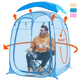 All Weather Proof Pod Sports Tent,Outdoor Weather Tent Sports Pod Pop Up Shelter with Sealed Floor,Pop Up Screen Tent with Carry Bag,Winter Bubble Tent for Sport Events,Camping,Fishing-51"x51"x62"Blue