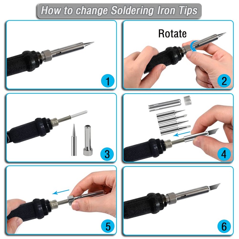Soldering Iron Kit Electric with Switch 60W Adjustable Temperature200℃ -