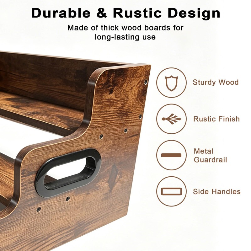 3-Tier Rustic Liquor & Wine Rack Countertop Shelf for Home