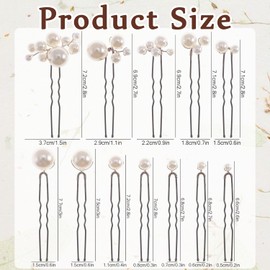 12 Pcs Pearl Hair Pins, Wedding Pearl Hair Accessories, Pearls U Shaped Pins Hair Clips Set for Brides, Bridesmaids, Girls, Wedding and Special Occasion Accessory