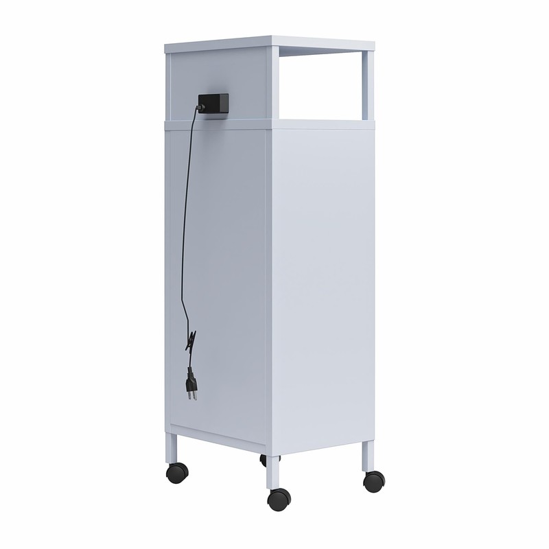 Novogratz Cache Metal Locker-Style Mobile Storage Cart, Powder Blue
