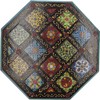 GURU SHOP Painted Small Table with Tile Mosaic - Red