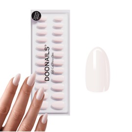 DOONAILS® Pillow Talk - Set di 30 unghie finte in morbido gel, colore mandorla corta, bianco sporco, copertura completa, qualità da salone