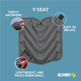 Klymit V Seat, Lightweight Inflatable Travel Cushion, Best for Camping, Bleachers, or Glassing Pad , Gray