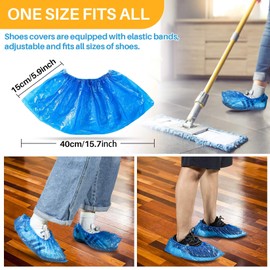 60 Pack (30 Pairs) Shoe Covers - Boot Covers Plastic Disposable Waterproof Shoe Covers for Men and Women Fits All Sizes of Shoes for House Cleaning