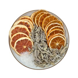 Potpourri Simmering, Sage Citrus Simmer Pot Kit with Sage, Dried Orange Slices, Grapefruit, Salt Stovetop Potpourri Kits for Spring Cleansing House, Abundance, Money, Negative Energy Cleanse