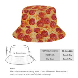 Pizza Funny Food Bucket Hats Fishing Hat for Men Women Cute Funny Adult Large Fisher Hat Sun Hat for Beach Golf Fishing Fun Outdoor