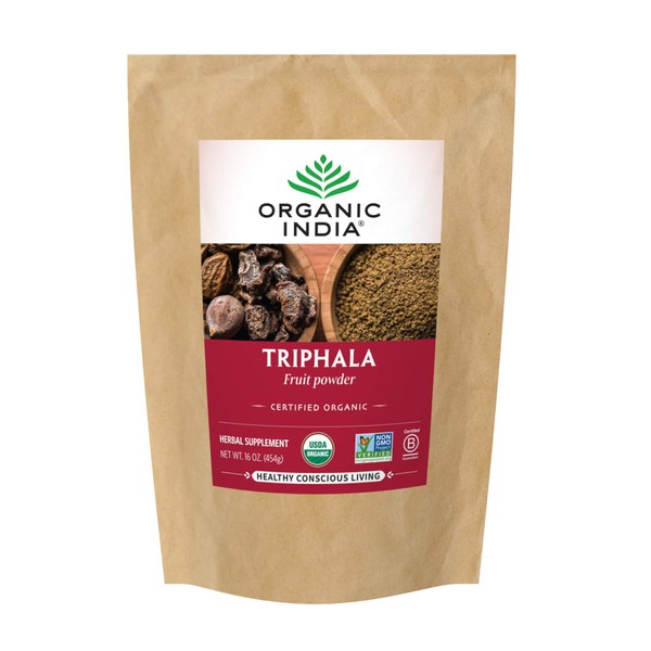 ORGANIC INDIA Triphala Powder - Immune Support, Digestion, Adaptogen, Colon Cleanse, Nutrient Dense, Vegan, Gluten-Free, Kosher, USDA Certified Organic, Non-GMO, Triphala Powder Organic - 1 Lb Bag