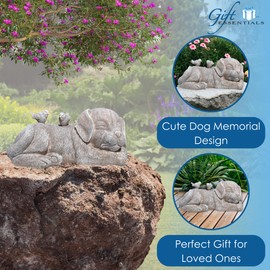 Gift Essentials Pet Remembrance Stone, Dog with Birds Pet Grave Marker or Garden Memorial Statue