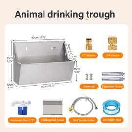 PAUQEWIE 2Gal Automatic Dog Water Bowl Dispenser Auto Fill Dog Waterer Outdoor Livestock Water Trough Drinking Feeder for Large Breed Dogs Chicken Cat Horse Poultry Farm Animal