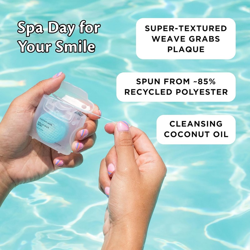 Cocofloss Woven Dental Floss, Dentist-Designed Oral Care, Mint, Waxed, Expanding,