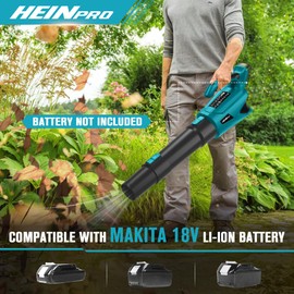 HEINPRO Cordless Leaf Blower Up to 500CFM Compatible with Makita 18V Battery (Tool Only), Electric Leaf Blower Cordless with 5 Speed Modes, Handheld Battery Powered Leaf Blowers for Lawn Care
