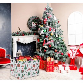 TIBAOLOVER Rectangular Kids Storage Basket Gift Basket Baby Storage Basket Cute Kids Toy Storage Bin Organizer Shelf Book Basket Room Decor(Christmas Tree)