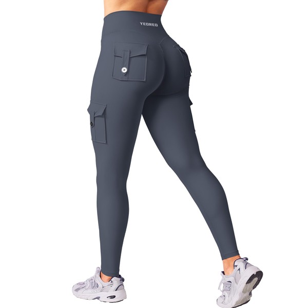 YEOREO Gym Workout Cargo Leggings with Pockets for Women Hidden