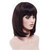 Rugelyss Dark Brown Short Straight Bob Wig with Bangs 12
