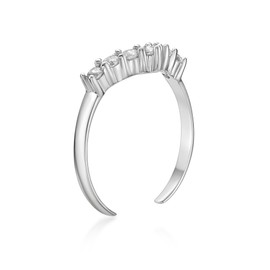 Lavari Jewelers Cubic Zirconia Adjustable Band Open Chevron Toe Ring for Women I 10k White Gold Toe Ring I One Size Fits Most Toes I Classic 4 mm Wide CZ Body Jewelry