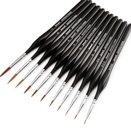 Fine Detail Paint Brushes 11 Pcs Artist Miniature Fine Brushes for Watercolour Oil Acrylic for Model Minature Craft and Art Painting Nail, Models,Watercolour, Miniatures,Oil, Figures.