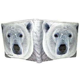 Shag Wear Portrait of a Polar Bear Wallet for Men and Teen Boys Vegan Faux Leather