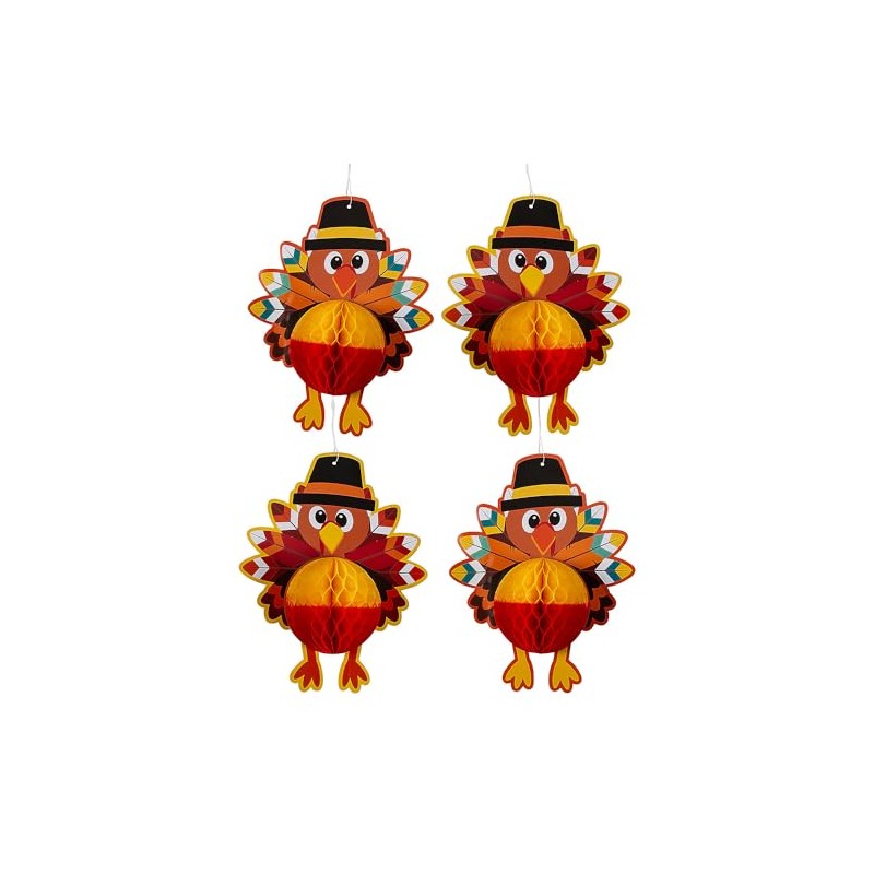 Fun Express 20" Large Turkey Honeycomb Hanging Decorations - 4