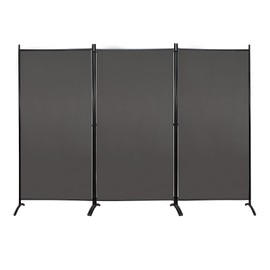 MAYOLIAH Partition Room Dividers 3 Panel Folding Privacy Screens 6 Ft Portable Office Walls Dividers for Room Separator 102"x20"x71", Grey