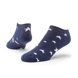 Maggie's Organics - Organic Cotton Footie Socks Pattern - for Women & Men - 1 Pair - Unisex - Casual & Comfortable - (Star Navy - Medium) Below The Ankle Socks - Ultra Low- Made in The USA