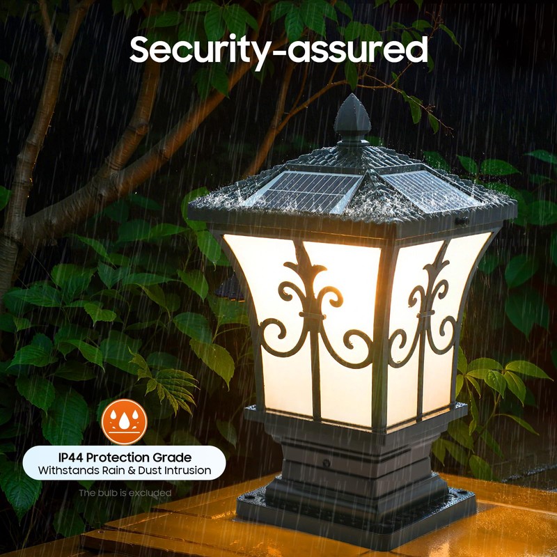 Metal Solar Post Lights Outdoor, LED Post Light Yard Driveway