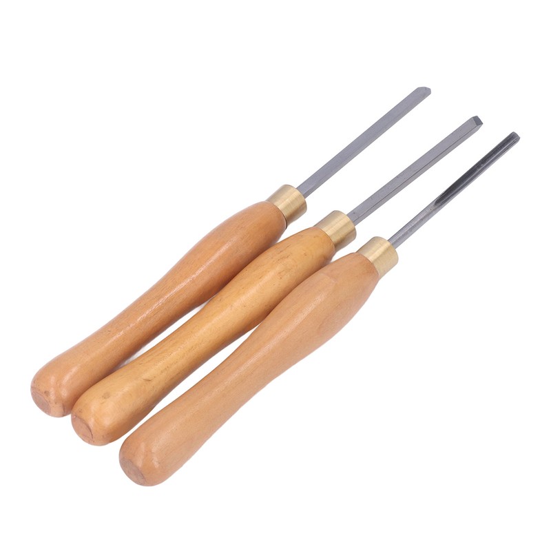 3Pcs Wood Lathe Turning Tool Chisel Beech Handle Steel Insert