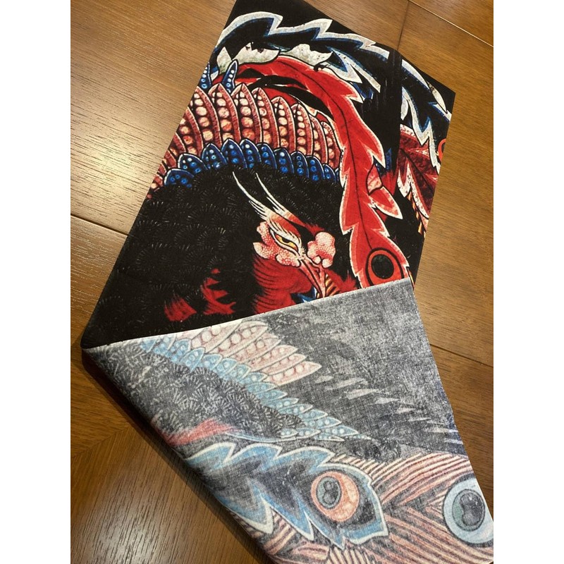 Kokin Tozai Ukiyo-e Tenugui, Happo-Gazing Phoenix Figure, Katsushika Hokusai