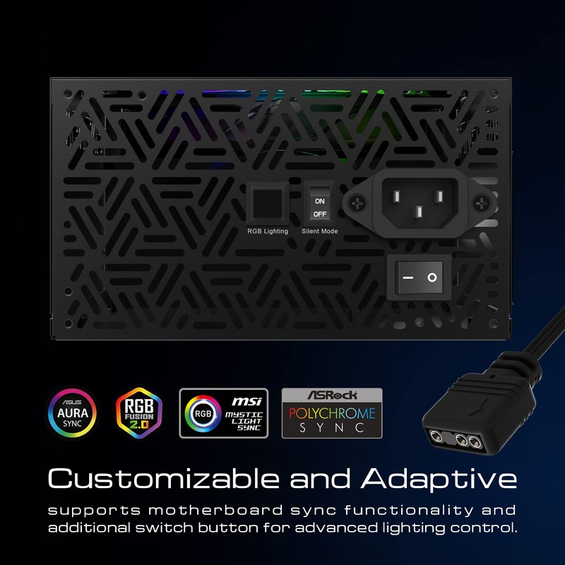 GAMDIAS 600W Bronze PSU, RGB Gaming PC Power Supplies 600W