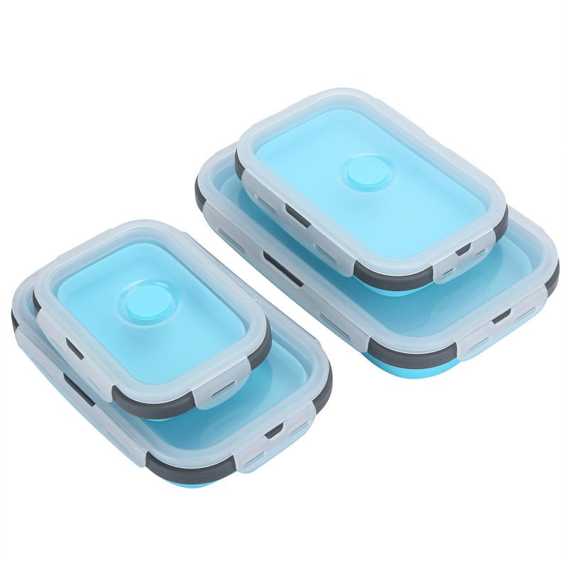4Pcs/Set Silicone Lunch Box Collapsible Food Storage Container Bento Box