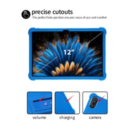 for Blackview MEGA 2 Tablet 12-inch Al Smart Tablet Case,BOVUGAC Soft Silicone Adjustable Stand Shockproof Kids Friendly for Blackview MEGA 2(2024 Model)(Blue)