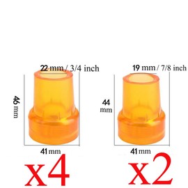 DraCra 6 Pack Cane Tips 19mm 3/4" + 7/8" 22mm Orange Rubber End Caps Heavy Duty with Metal Washer for Walking Canes Crutches Standard Senior Wooden Crutch Rod