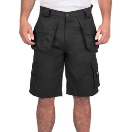 Lee Cooper Workwear LCSHO810 Mens Durable Woven Flexible Comfortable Work Safety Cargo Shorts, Black, 36W