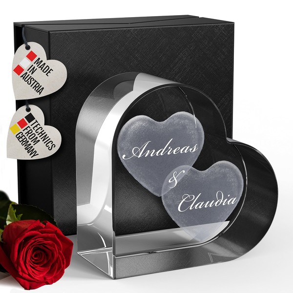 3D Laser Glass Crystal Cube or Heart Shape, Customisable, The