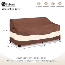 Sobana 3-Seater Patio Sofa Covers, Outdoor Couch Cover Fits up to 79" W x 38" D x 35" H, Heavy Duty Waterproof Patio Furniture Covers,Brown