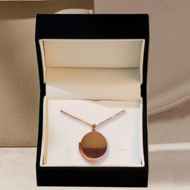 Amoonic Women's Locket Oval Rose Gold Plated to Open, Chain 45-50 cm, Photo Upload Service and Engraving, A Memory from the Heart