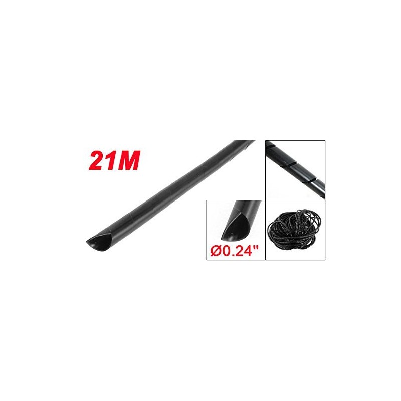 Copapa Spiral Wrap 21M 68 Ft PE Black Polyethylene Cable