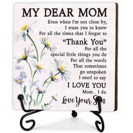 Gifts for Mom, Best Mom Ever Gifts from Daughter Son, Unique Mom Birthday Christmas Mothers Day Retirement Gift Idea, Mother's Day Decorations Sign with Stand for Home, Office (5" x 5")-B01