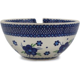 Polish Pottery Yarn Bowl 6-inch Bleu-belle Fleur
