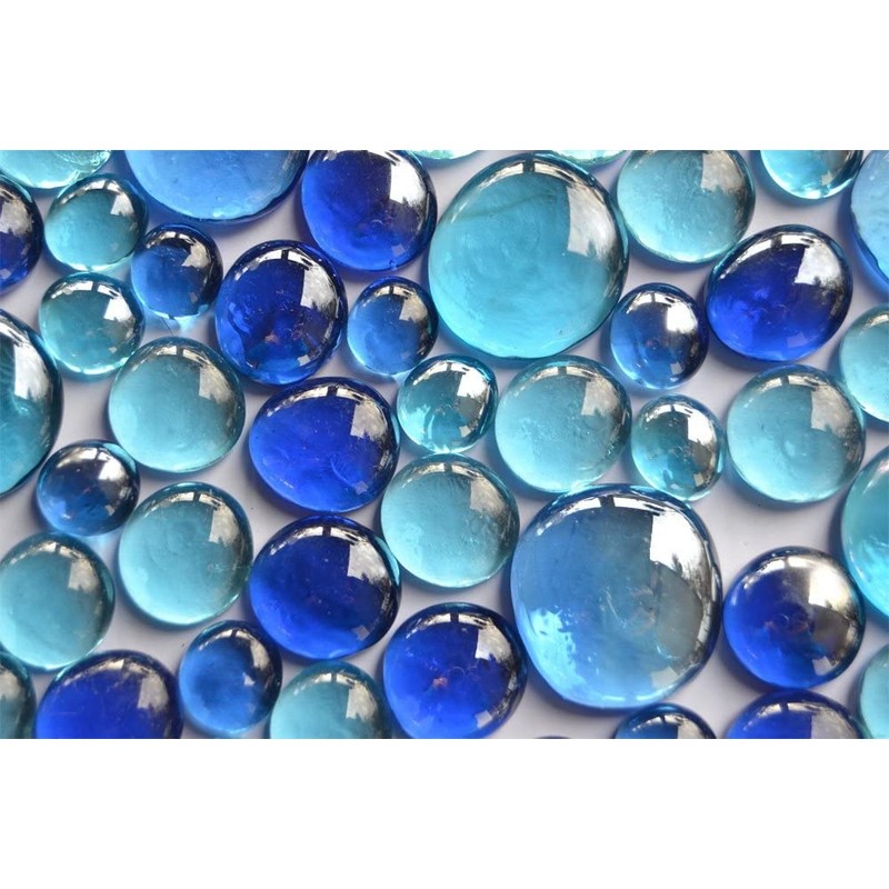 350g Blue Glass Stones Mixed in 3 Sizes 12-15mm, 17-21mm