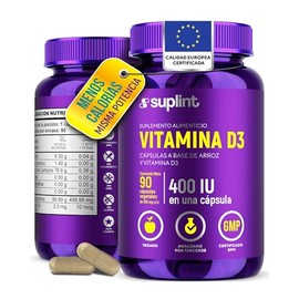 Vitamina D3 400 UI (10µg) con Harina de Arroz – Suplemento Vegano para Huesos, Músculos, Dientes e Inmunidad – Cápsulas de Vitamina D3 Natural – Sin O