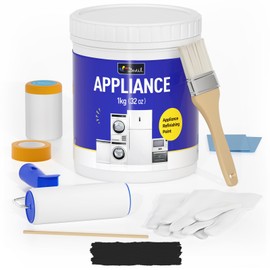 DWIL Appliance Paint for Refrigerator - Water Based Refrigerator Paint, Interior, for Plastic and Metal Surface in Dishwasher, Dryer, Microwave, Oven, 32oz, Black (with tools)