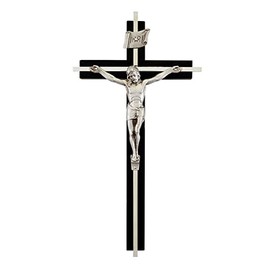 Trinity Church Supply Black Crucifix with Inlay Religious Christian Crosseses for Wall, 10 Inch Height