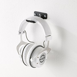 K&M Stands Headphone Holder for Stage, Studio & Home Recording, Holds One Standard Headphone and 2 In-Ear Headphone earbuds, Made of Powder Coated Steel, Black 16311