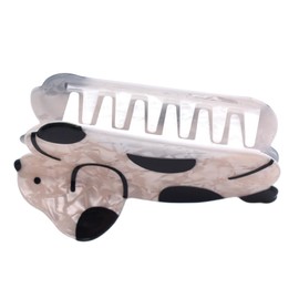 Beige Doggie Shape Hair Claws 3.5" Light Weight Hair Accessories Plastic for Women Girls Medium Hair Clip