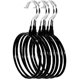 6pcs Belt Scarf Hangers for Closet Nonslip Metal Tie Rings Holder Organizer for Neckties, Shawls Scarves, Veils, Pashminas (Black)